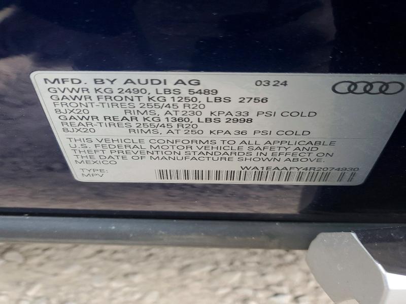 Aukcja sprzedaży 2024 Audi Q5, vin: WA1EAAFY4R2074930, numer aukcji: 98762255