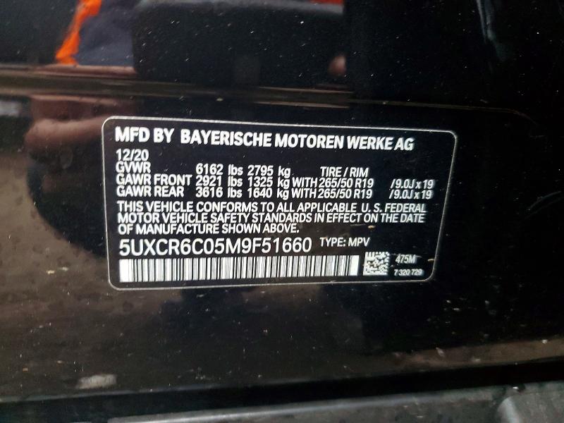 72412205 :رقم المزاد ، 5UXCR6C05M9F51660 vin ، 2021 Bmw X5 مزاد بيع