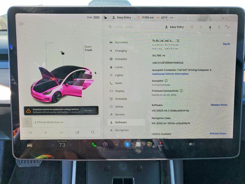 2019 Tesla Model 3 მანქანა იყიდება აუქციონზე, vin: 5YJ3E1EB0KF408422, აუქციონის ნომერი: 98408795