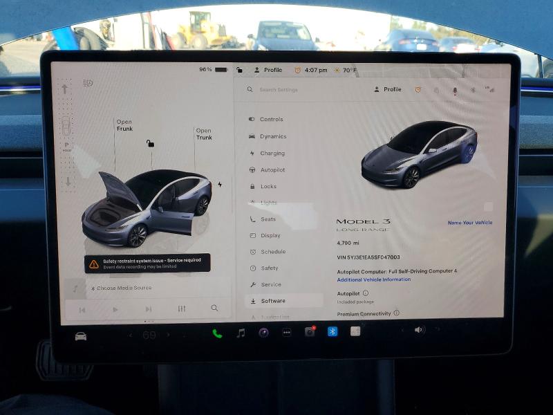 Продаж на аукціоні авто 2025 Tesla Model 3, vin: 5YJ3E1EA5SF047003, номер лоту: 73897145