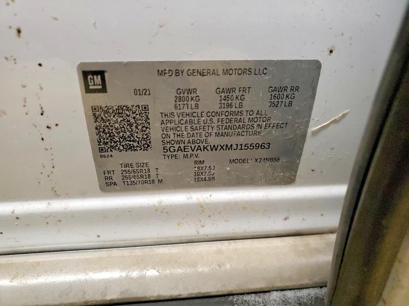 Aukcja sprzedaży 2021 Buick Enclave, vin: 5GAEVAKWXMJ155963, numer aukcji: 75347945