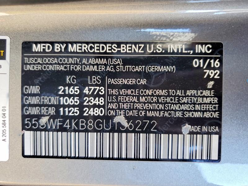 Auction sale of the 2016 Mercedes-benz C, vin: 55SWF4KB8GU136272, lot number: 73532755