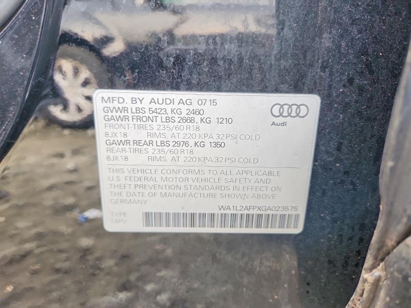 2016 Audi Q5 Premium მანქანა იყიდება აუქციონზე, vin: WA1L2AFPXGA023575, აუქციონის ნომერი: 99305915