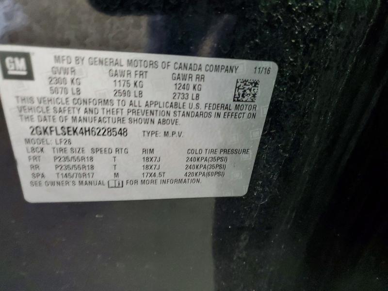 2017 Gmc Terrain მანქანა იყიდება აუქციონზე, vin: 2GKFLSEK4H6228548, აუქციონის ნომერი: 73406645