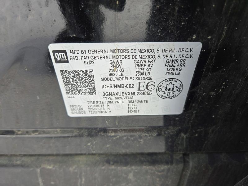 Aukcja sprzedaży 2022 Chevrolet Equinox, vin: 3GNAXUEVXNL284055, numer aukcji: 73701255