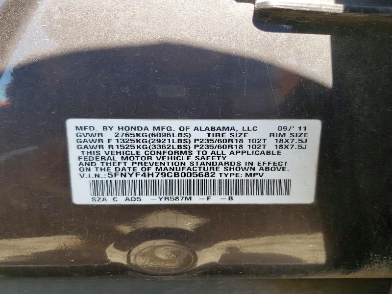 Продаж на аукціоні авто 2012 Honda Pilot, vin: 5FNYF4H79CB005682, номер лоту: 75199265