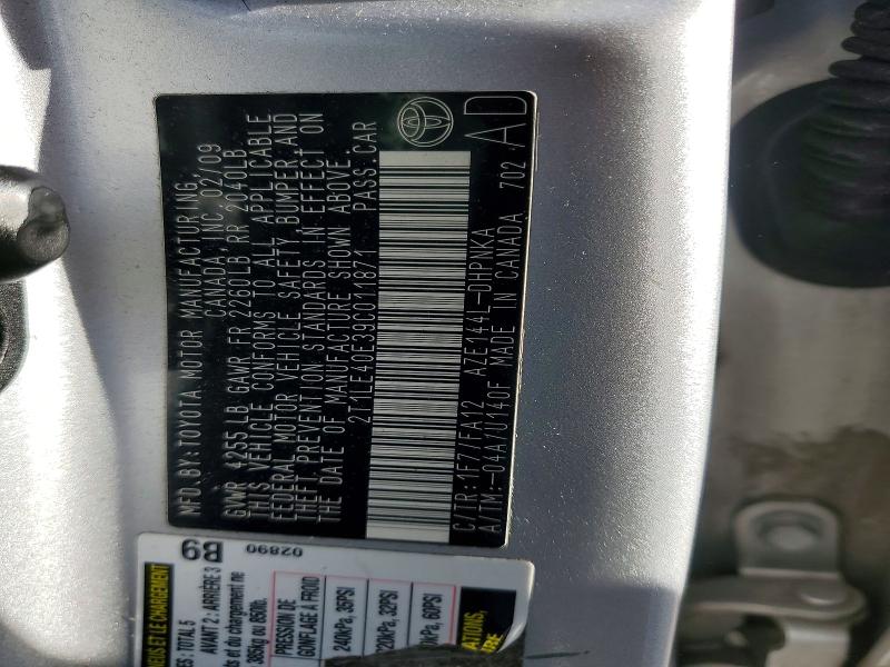 Aukcja sprzedaży 2009 Toyota Corolla Matrix, vin: 2T1LE40E39C011871, numer aukcji: 99297415