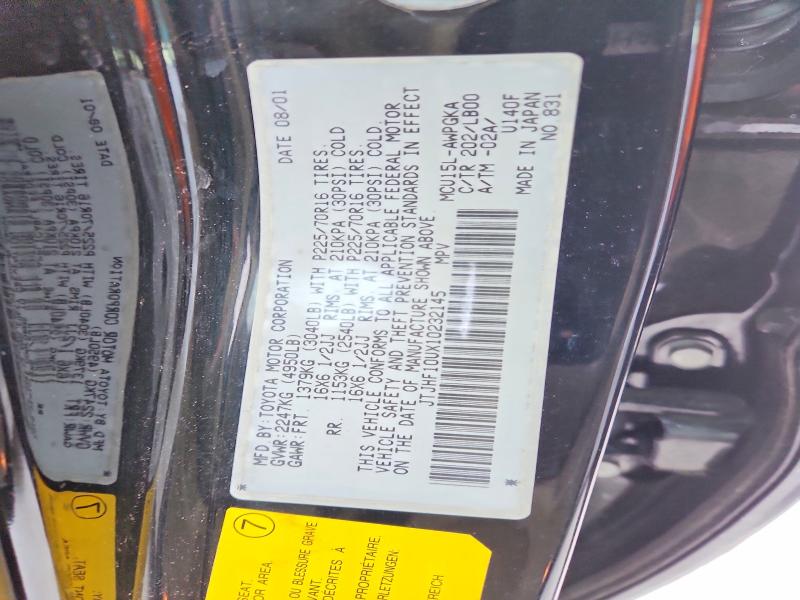 73007435 :رقم المزاد ، JTJHF10UX10232145 vin ، 2001 Lexus Rx 300 مزاد بيع