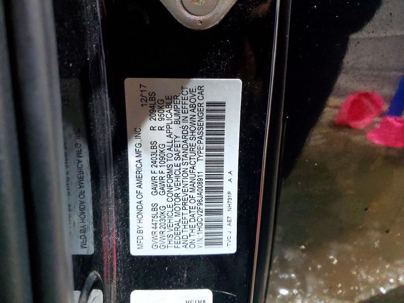 Продажа на аукционе авто 2018 Honda Accord, vin: 1HGCV2F96JA008911, номер лота: 73663975