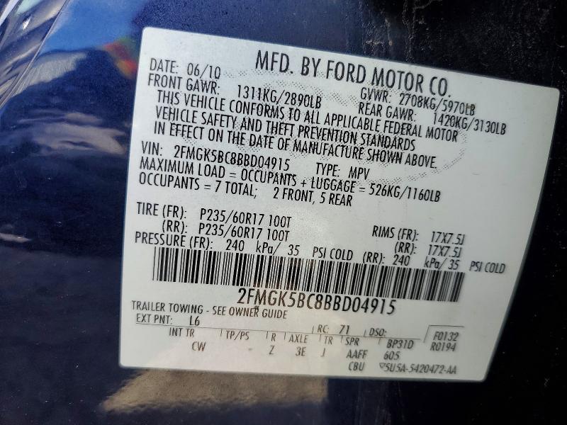 Aukcja sprzedaży 2011 Ford Flex, vin: 2FMGK5BC8BBD04915, numer aukcji: 99834395
