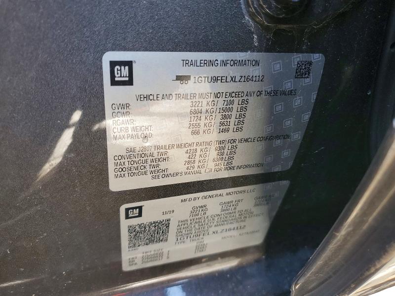 Aukcja sprzedaży 2020 Gmc Sierra, vin: 1GTU9FELXLZ164112, numer aukcji: 74966785