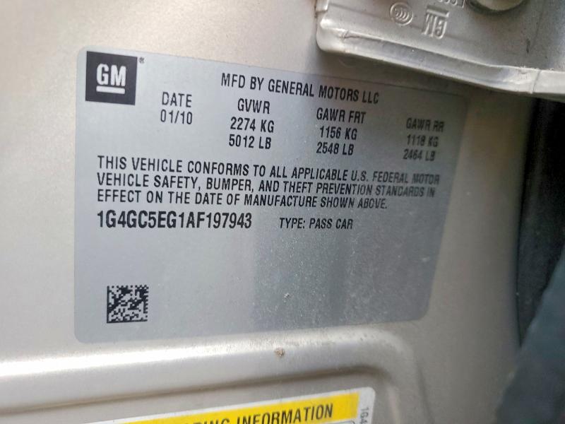74025675 :رقم المزاد ، 1G4GC5EG1AF197943 vin ، 2010 Buick Lacrosse مزاد بيع