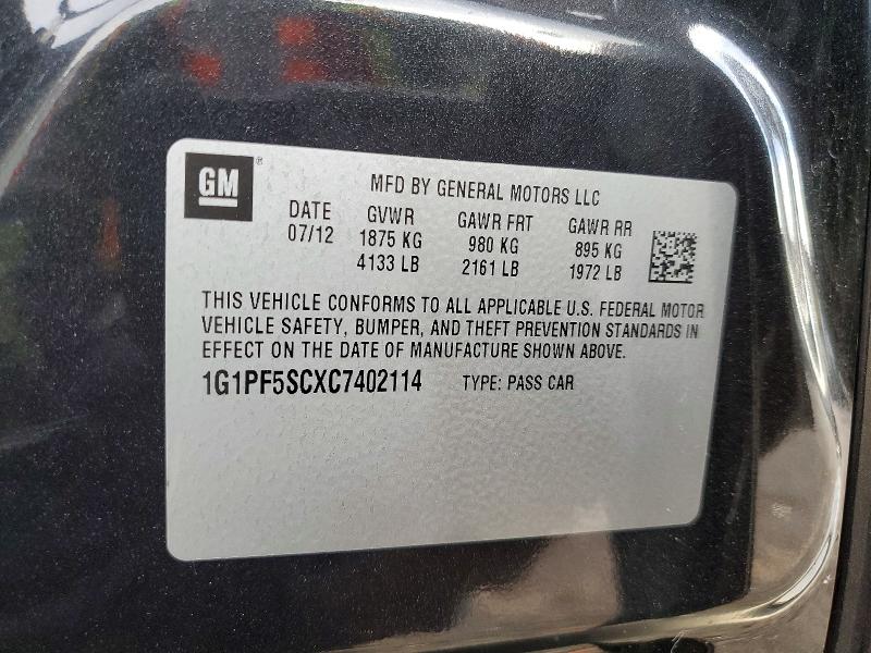 Auction sale of the 2012 Chevrolet Cruze, vin: 1G1PF5SCXC7402114, lot number: 73951935
