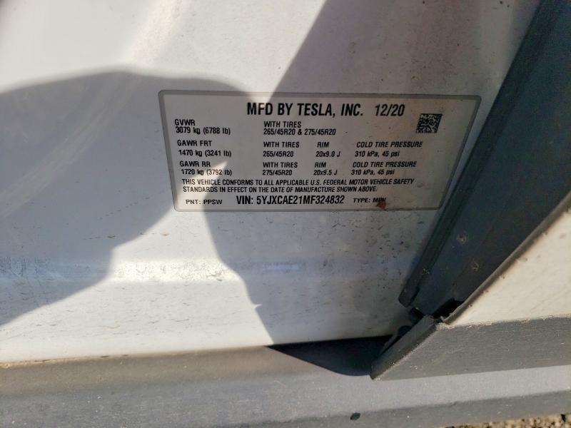 Aukcja sprzedaży 2021 Tesla Model X, vin: 5YJXCAE21MF324832, numer aukcji: 74693915