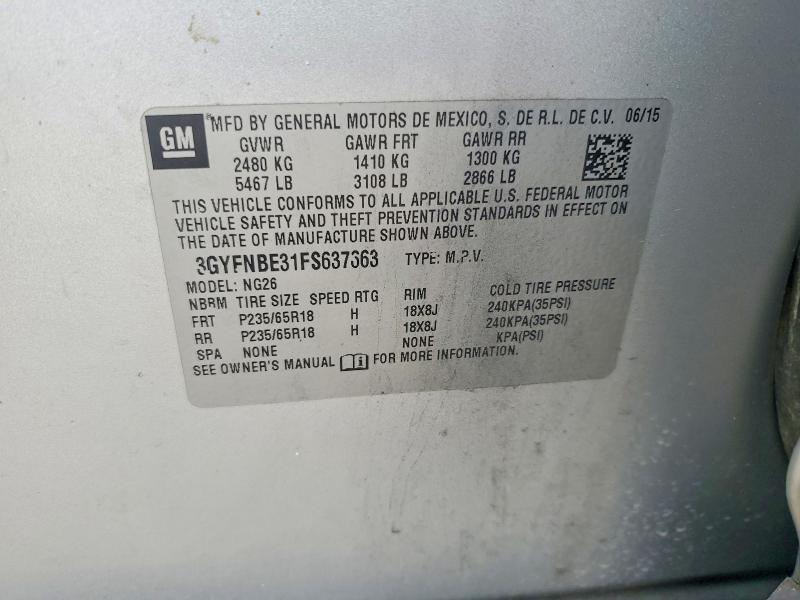 Продаж на аукціоні авто 2015 Cadillac Srx, vin: 3GYFNBE31FS637663, номер лоту: 73453955