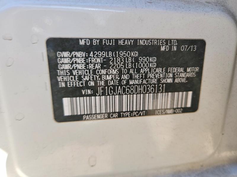 2013 Subaru Impreza მანქანა იყიდება აუქციონზე, vin: JF1GJAC68DH036131, აუქციონის ნომერი: 74427575