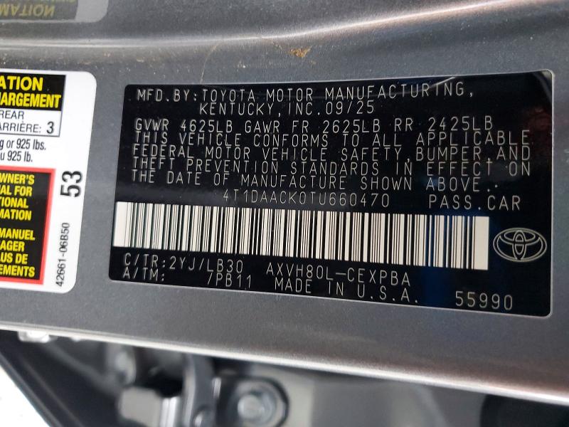 Продажа на аукционе авто 2026 Toyota Camry, vin: 4T1DAACK0TU660470, номер лота: 72459755