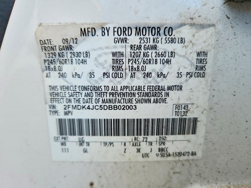 Aukcja sprzedaży 2013 Ford Edge, vin: 2FMDK4JC5DBB02003, numer aukcji: 98092415