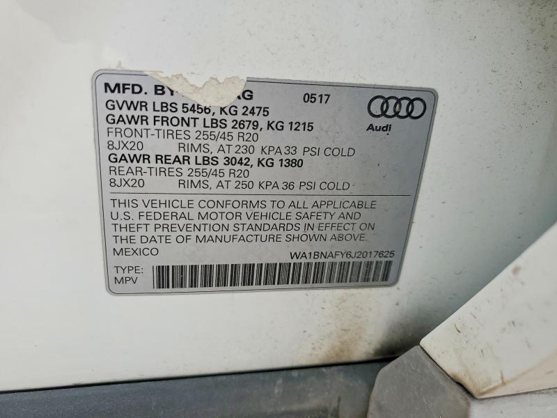 Aukcja sprzedaży 2018 Audi Q5, vin: WA1BNAFY6J2017625, numer aukcji: 99657785