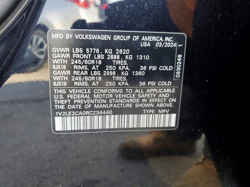 Продажа на аукционе авто 2024 Volkswagen Atlas Cros, vin: 1V2LE2CA0RC234440, номер лота: 72773545