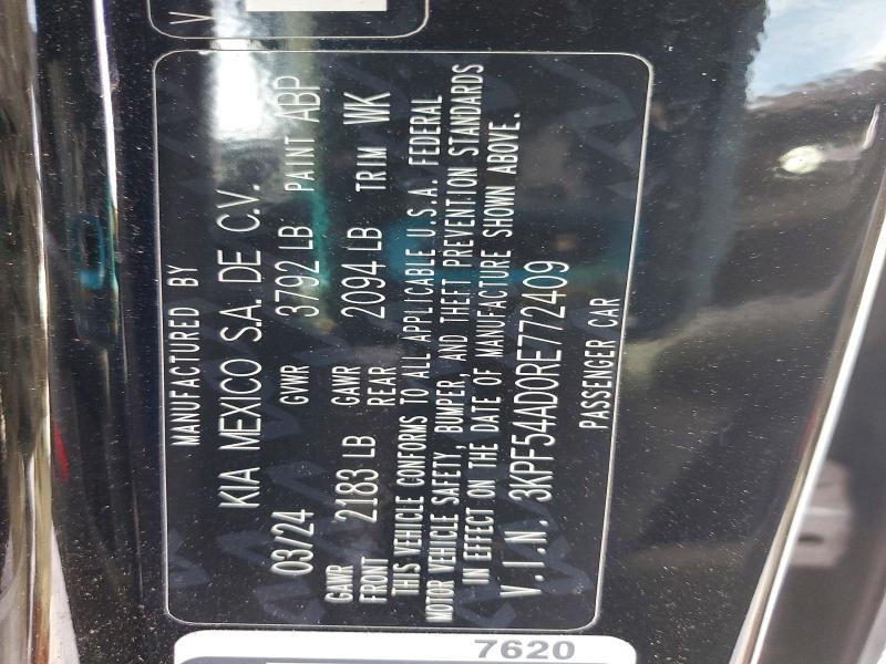 74028345 :رقم المزاد ، 3KPF54AD0RE772409 vin ، 2024 Kia Forte مزاد بيع