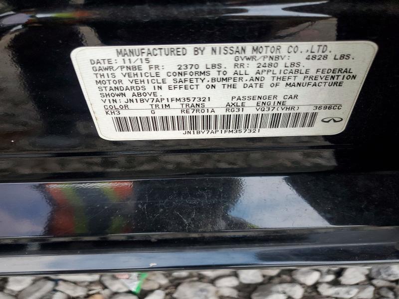 98066175 :رقم المزاد ، JN1BV7AP1FM357321 vin ، 2015 Infiniti Q50 مزاد بيع
