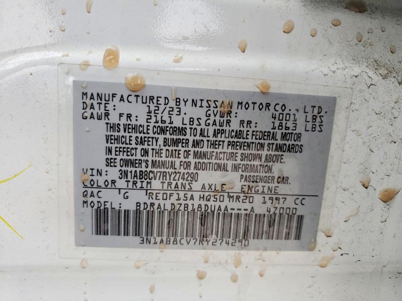 2024 Nissan Sentra მანქანა იყიდება აუქციონზე, vin: 3N1AB8CV7RY274290, აუქციონის ნომერი: 99471735