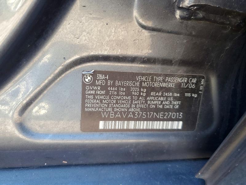 72680785 :رقم المزاد ، WBAVA37517NE27013 vin ، 2007 Bmw 328 مزاد بيع