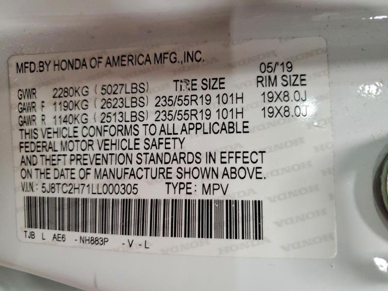 Aukcja sprzedaży 2020 Acura Rdx, vin: 5J8TC2H71LL000305, numer aukcji: 75004355