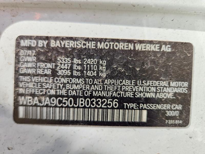 2018 Bmw 530e მანქანა იყიდება აუქციონზე, vin: WBAJA9C50JB033256, აუქციონის ნომერი: 72840635