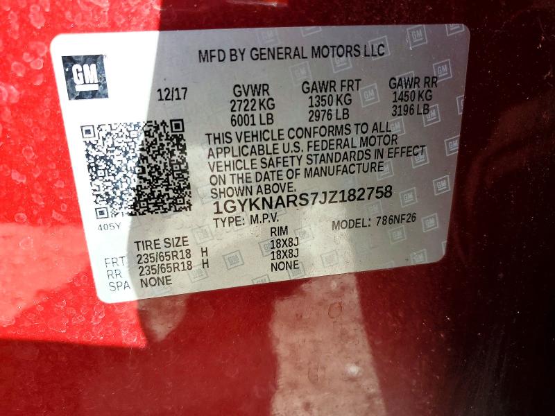 Продаж на аукціоні авто 2018 Cadillac Xt5, vin: 1GYKNARS7JZ182758, номер лоту: 99563135