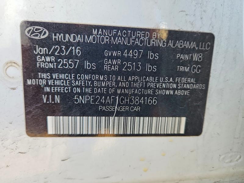 Продаж на аукціоні авто 2016 Hyundai Sonata, vin: 5NPE24AF1GH384166, номер лоту: 73737545