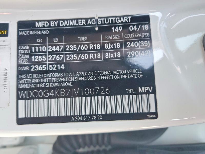 Продаж на аукціоні авто 2018 Mercedes-benz Glc, vin: WDC0G4KB7JV100726, номер лоту: 72443325
