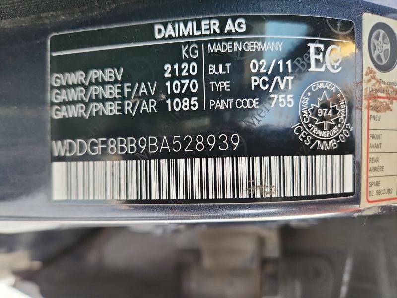 2011 Mercedes-benz C მანქანა იყიდება აუქციონზე, vin: WDDGF8BB9BA528939, აუქციონის ნომერი: 99087595