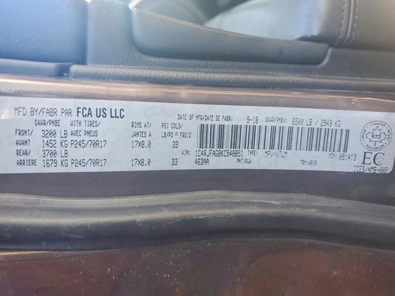 Aukcja sprzedaży 2019 Jeep Grand Cherokee, vin: 1C4RJFAG8KC548851, numer aukcji: 98640565