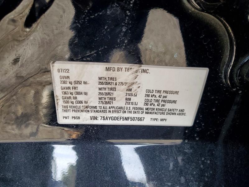 2022 Tesla Model Y მანქანა იყიდება აუქციონზე, vin: 7SAYGDEF5NF507667, აუქციონის ნომერი: 74269385