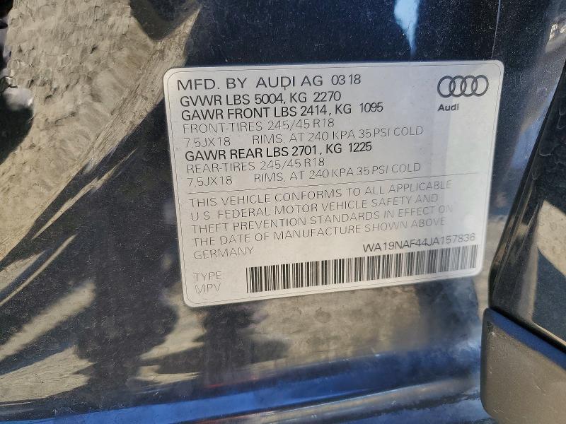 Aukcja sprzedaży 2018 Audi A4 Allroad, vin: WA19NAF44JA157836, numer aukcji: 99212535