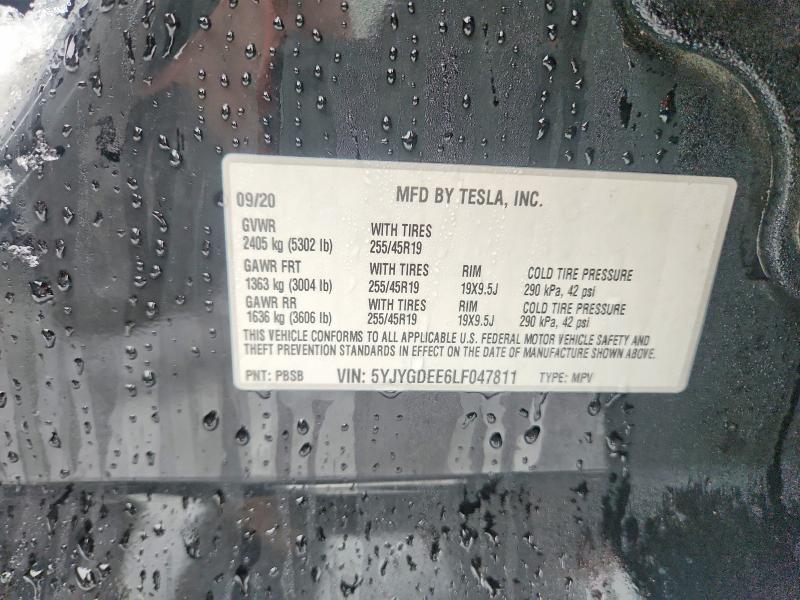 Продажа на аукционе авто 2020 Tesla Model Y, vin: 5YJYGDEE6LF047811, номер лота: 96396495