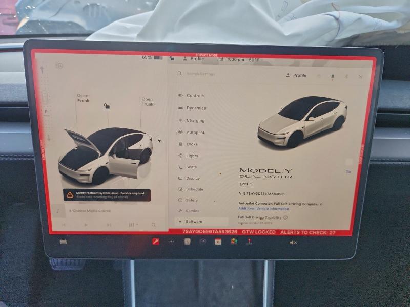 Aukcja sprzedaży 2026 Tesla Model Y, vin: 7SAYGDEE6TA583626, numer aukcji: 98052675