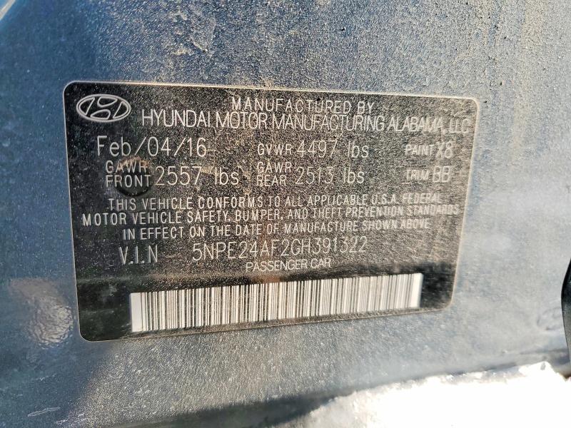 2016 Hyundai Sonata მანქანა იყიდება აუქციონზე, vin: 5NPE24AF2GH391322, აუქციონის ნომერი: 74851695