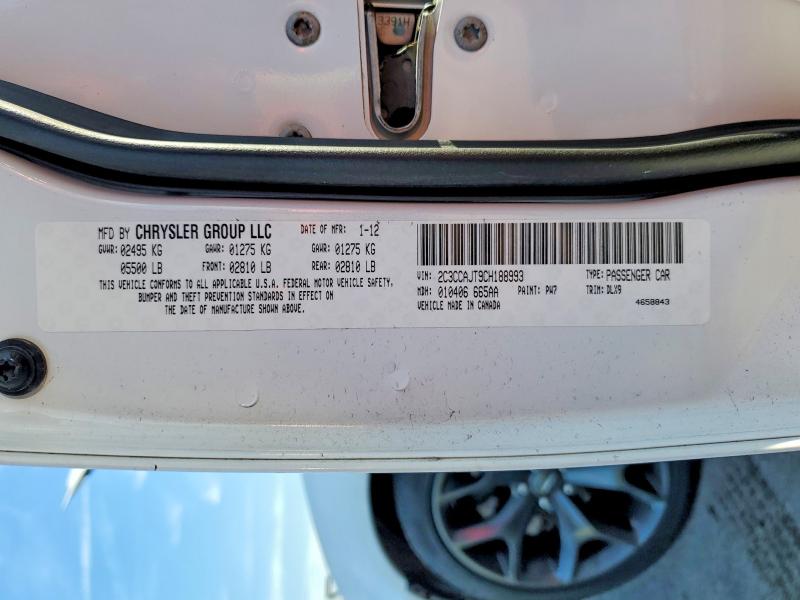 Продажа на аукционе авто 2012 Chrysler 300, vin: 2C3CCAJT9CH188993, номер лота: 72127425