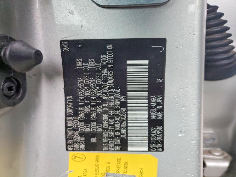 74962965 :رقم المزاد ، JTJHW31U672035898 vin ، 2007 Lexus Rx مزاد بيع