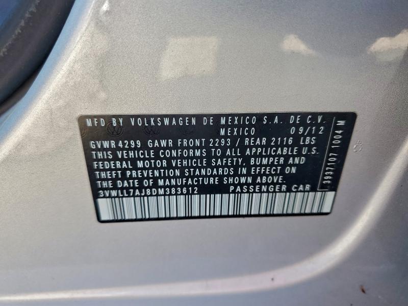 2013 Volkswagen Jetta Tdi მანქანა იყიდება აუქციონზე, vin: 3VWLL7AJ8DM383612, აუქციონის ნომერი: 99184315