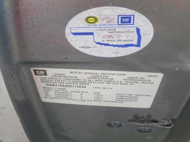 Продаж на аукціоні авто 2006 Gmc Envoy, vin: 1GKET16S266113244, номер лоту: 98682585