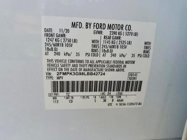Aukcja sprzedaży 2020 Ford Edge Se, vin: 2FMPK3G98LBB42724, numer aukcji: 72278145