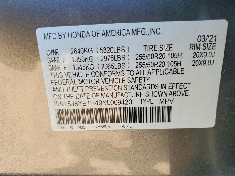 Aukcja sprzedaży 2022 Acura Mdx, vin: 5J8YE1H49NL009420, numer aukcji: 99789585