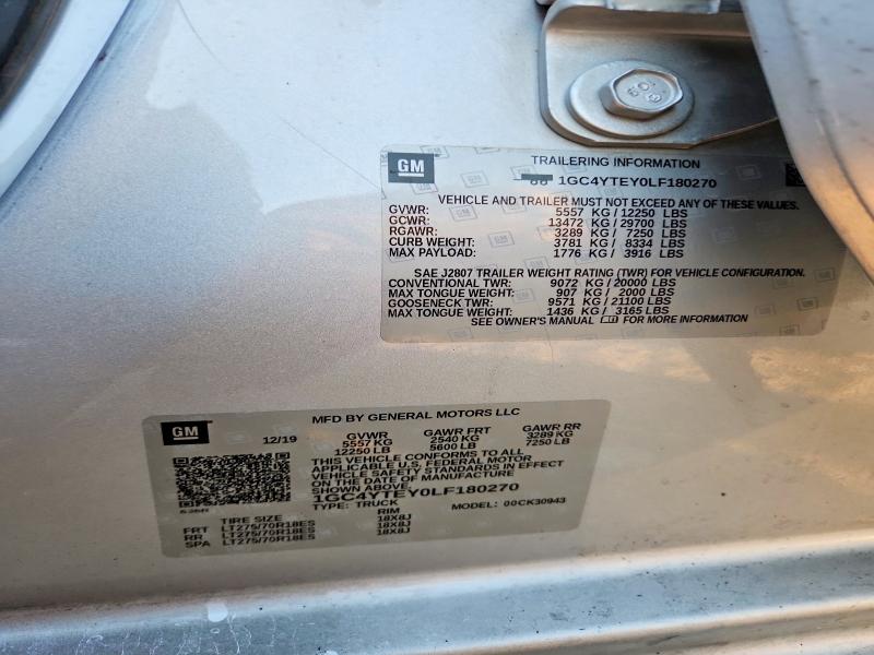 2020 Chevrolet Silverado მანქანა იყიდება აუქციონზე, vin: 1GC4YTEY0LF180270, აუქციონის ნომერი: 99439065