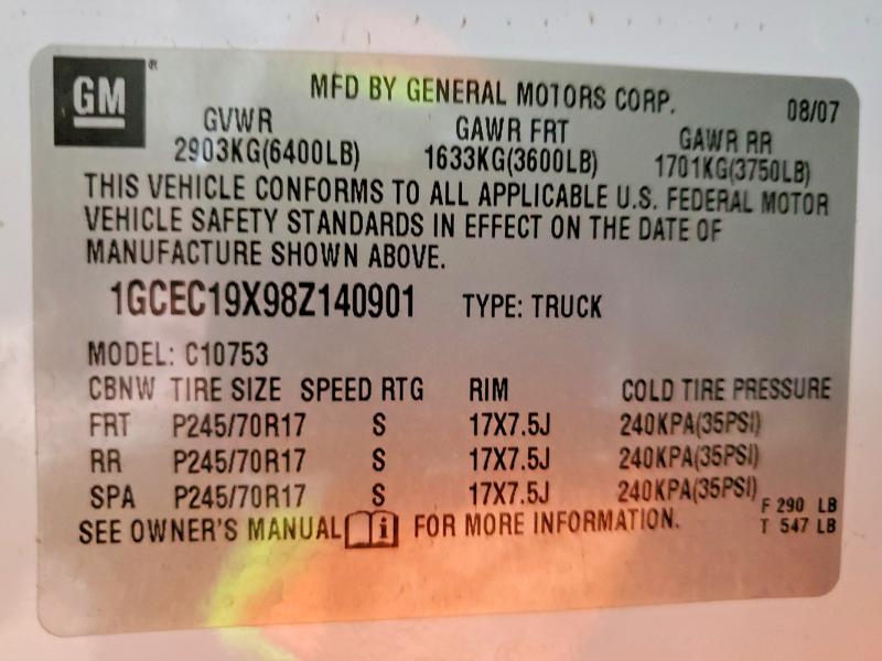 72251675 :رقم المزاد ، 1GCEC19X98Z140901 vin ، 2008 Chevrolet Silverado مزاد بيع