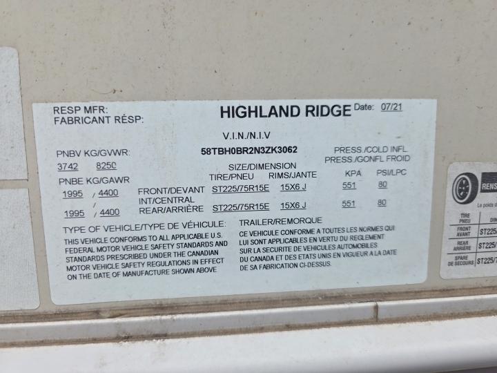 Продажа на аукционе авто 2022 Highland Ridge, vin: 58TBH0BR2N3ZK3062, номер лота: 75817875