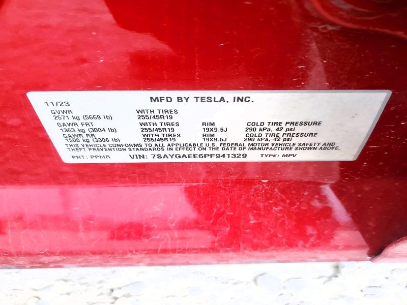 Продажа на аукционе авто 2023 Tesla Model Y, vin: 7SAYGAEE6PF941329, номер лота: 99518285